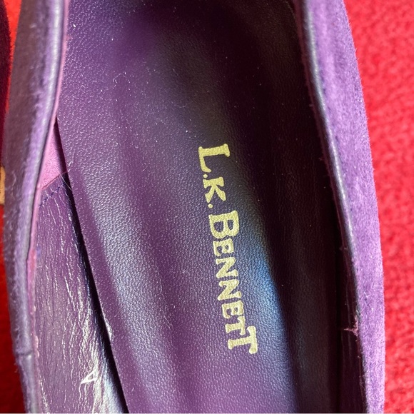 LK BENNETT Sz 38 Velvet Suede Bow At Front Rounded Toe Pumps Heels - Picture 5 of 10